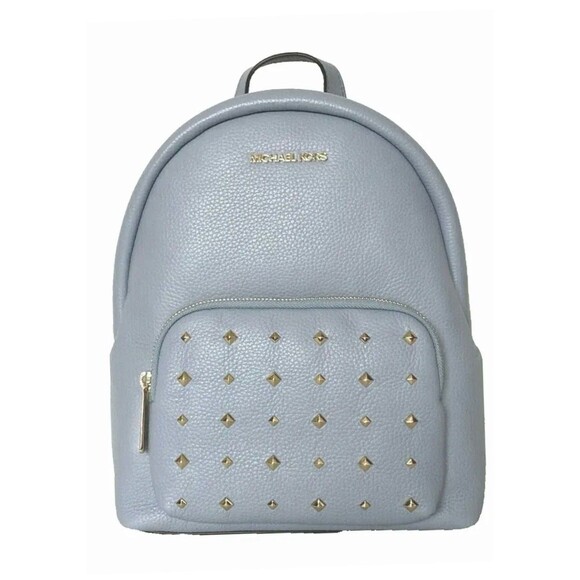 New Michael Kors Erin Medium Backpack Pebble Leather Pale Blue Studs - Picture 1 of 5